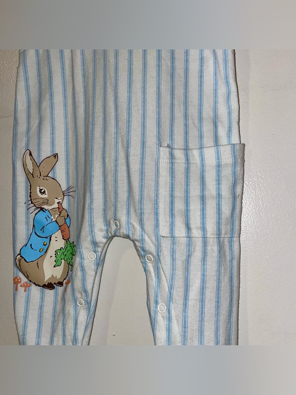 Kids Blue Stripe Peter Rabbit Overalls - Picture 5 of 8